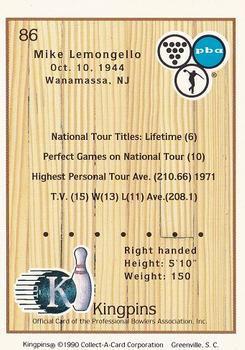 1990 Collect-A-Card Kingpins #86 Mike Lemongello Back